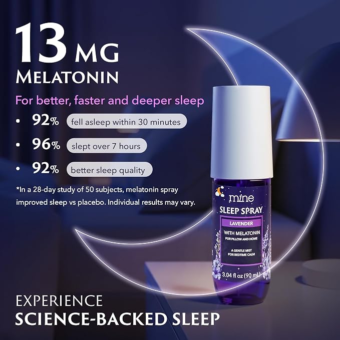 Lavender Sleep Spray with Melatonin - Natural Pillow Mist for Deep Sleep - Calming Lavender Linen Bed Spray for Adults, Gifts for Teen Girls and Women