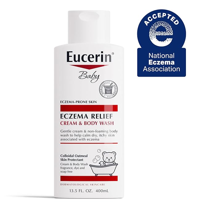 Eucerin Baby Eczema Relief Cream Body Wash, Fragrance Free Eczema Body Wash for Babies with Colloidal Oatmeal, 13.5 Fl Oz Bottle (Pack of 12)