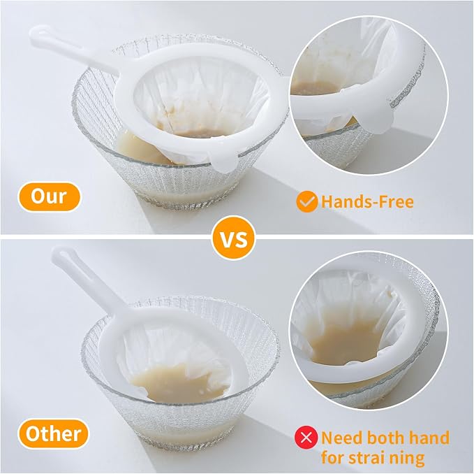 Premium Multi-Mesh Strainer Set, 4 Pack - 100/200/300/400 Mesh, Nylon & Plastic Fine Mesh Sieve for Tea, Coffe, Nut Milk, Juice, Broth, Smoothies, Reusable & Easy to Clean, Durable,Dishwarer Safe