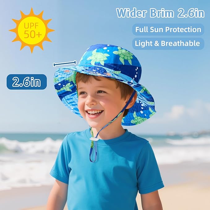 Baby Sun Hat UPF 50+ Sun Protective Toddler Bucket Hat Summer Kids Beach Hats Wide Brim Outdoor Play Hat for Boys Girls