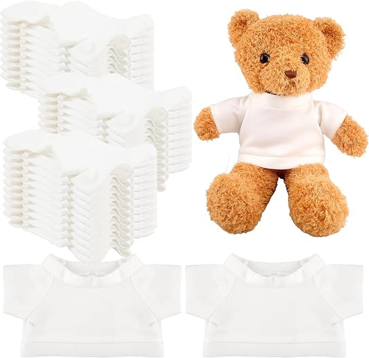 30 Pcs White Teddy Bear Clothes Blank Stuffed Animal Shirt Hoodie Sublimation Bear Clothing for 15 Inch Stuffed Bears Dolls DIY (Color Style 1)