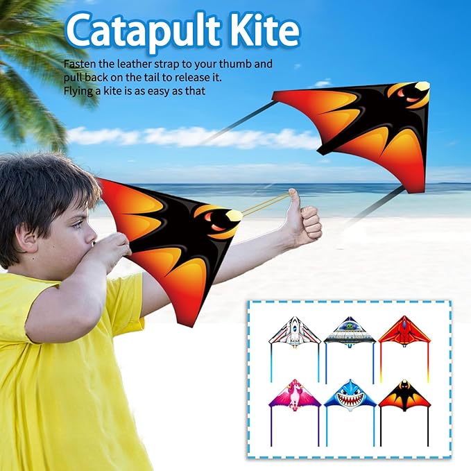 YongnKids 6 Pack/ 20 Pack Mini Kite for Boys Girls Age 3-5 4-8, Finger Launcher Kites Easy to Fly Ejection Flying Toys Kite for Kids Teens Ages Beach Park Backyard Outdoor Sports