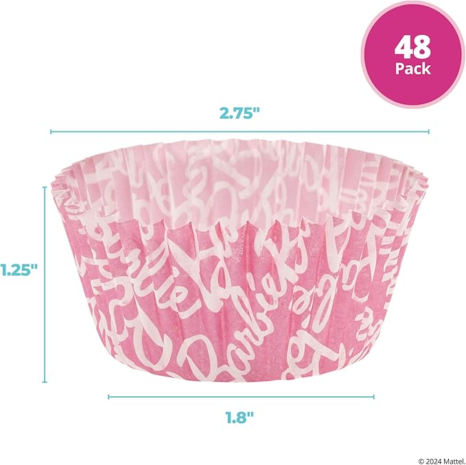 Barbie™ Baking Cups By DecoPac | Pink | 1.8" Cupcake Liners, Greaseproof Paper Cases for Muffins and Cupcakes, Pack of 48