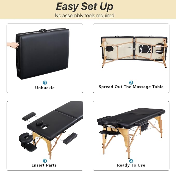 KCC Memory Foam Massage Table Premium Portable Foldable Massage Bed Height Adjustable, 84 Inches Long 28 Inchs Wide Home Salon Spa Bed Tattoo Table with Accessories &Carrying Case, Easy Set Up