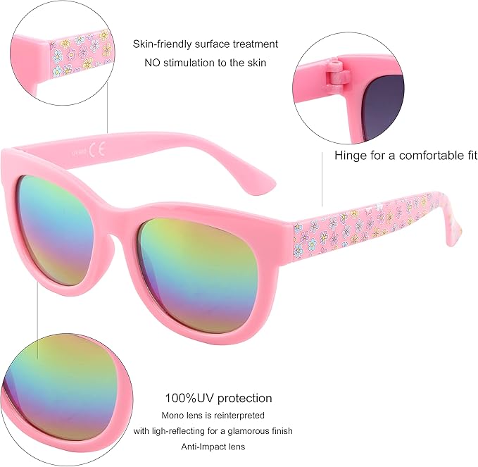 KENBO Kids Sunglasses for Girls UV Protection Toddler Sunglasses