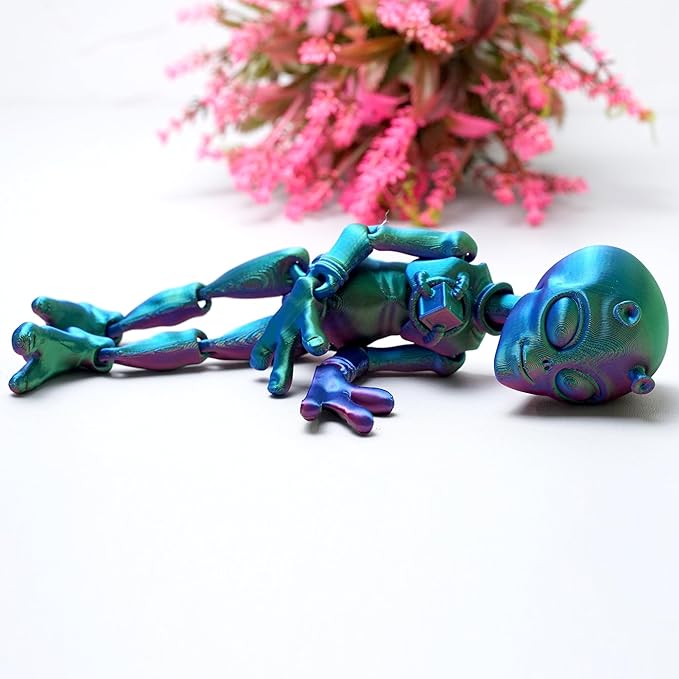 3D Printed Alien Model,Flexible Realistic Articulated Animal Fidget Toys,Mystery Figurines Gifts for Easter,Executive Desk Funny Décor and Festival Collectible,Easter Basket Stuffers (RGB)
