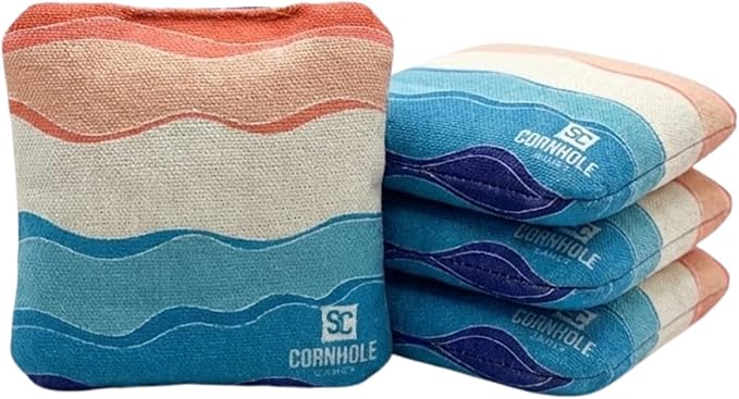 Professional Dual Sided Cornhole Bags- 16 oz 6x6 w/Premium Resin Fill - Official Tournament Slide/Stick Pro Bean Bags - Regulation/Approved