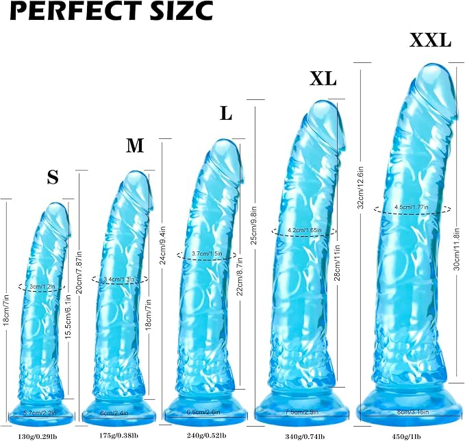 Realistic Dildo 9.4'' Blue Dildo Sex Toys with Suction Cup for Hands-Free Play, Thick Penis Suitable for Women/Men/Gay/Couples with Thin and Slim Poke can be Use for G spot and Anal