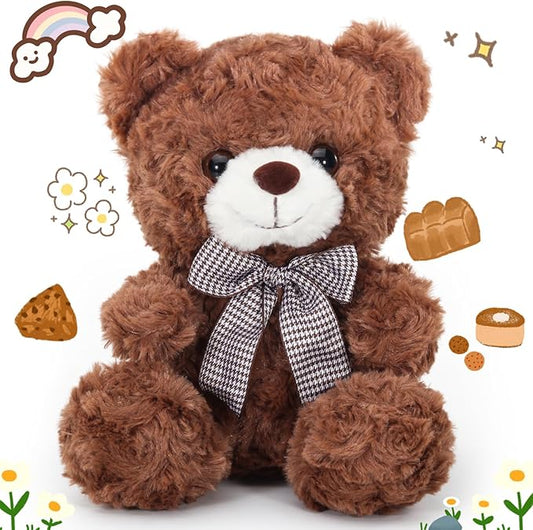 Brown Teddy Bear Stuffed Animal, Bear Gifts for Mom, Sister, Daughter, Girlfriend, 8″ Soft Stuffed Bear Plush Toy for Kids 3+, Teddy Bear Baby Shower Decorations, Birthday Xmas Gift (Brown)