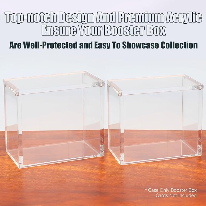 Booster Box Acrylic Protector Case Display Case 8mm Thick Magnetic Lid Closure Easy Top Loading UV Protection Dustproof Display Case Compatible with PKMN Booster Boxes(Case Only)