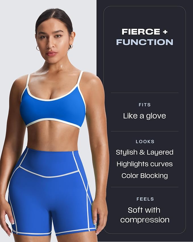 Aoxjox Lexi Lined Workout Biker Shorts for Women Tummy Control High Waisted Exercise Athletic Gym Running Yoga Short 6"