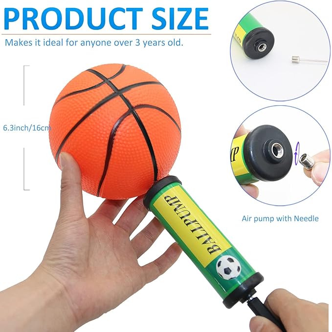 Oleitodh 15Pcs 6" Mini Basketball Balls Bulk Small Basketball Set with Pump, PVC Small Basketballs for Over The Door Hoop Games Party Favors Indoor Outdoor Play Adults Kids Pool Beach