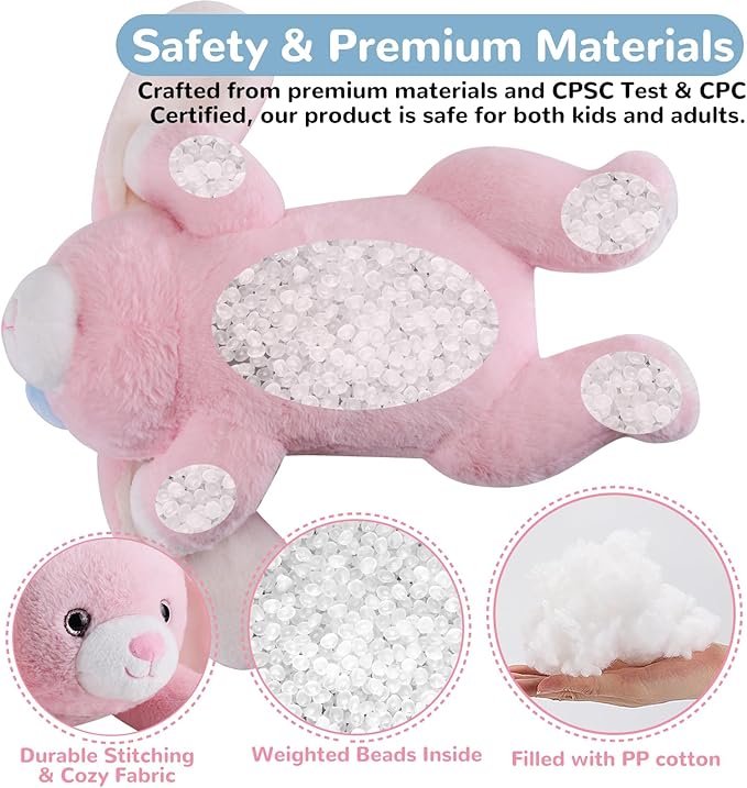 Bunny Weighted Stuffed Animals - 22 Inch 4.5 Pounds Weighted Plushies Rabbit - Big Plush Bunny Stuffed Animals Pillow - Cute Plush Toys Gifts for Kids & Adults