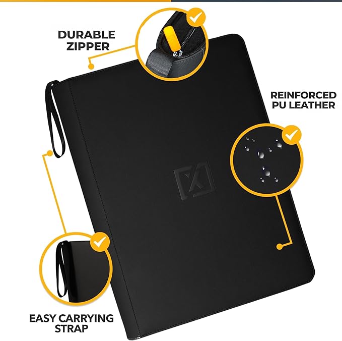 X PRO 1000+ Card Binder - Comes with 200 Card Sleeves | Compatible with TCG, Sports, MTG & More - 16 Pocket Card Binder | TCG Binder