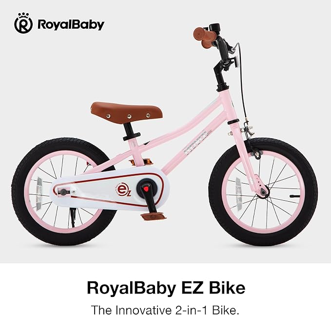 RoyalBaby Kids Bike, Terra EZ Balance to Pedal Convertable Bicycle, 14 16 18 Inch Easy Learn Balancing to Biking Boys Girls Ages 3-9 Years Beginners