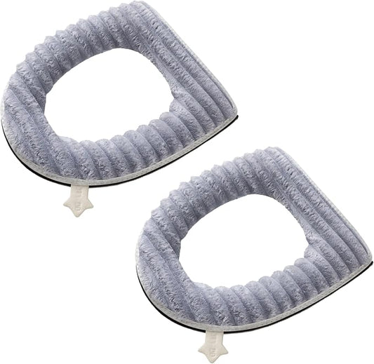 2Pcs Zippered Washable Toilet Seat Cover Pad, Soft Elastic Plaid Winter Toilet Seat Warmer, Comfortable Accessories