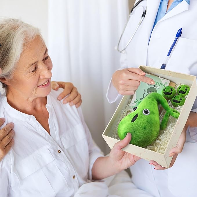 Gallbladder Plush Set Gall Surgery Recovery Gifts Include Gall Plush with Gallstones Stuffed and Gallbladder Get Well Card Operation Removal Gift for Gallstones Patient(Green)