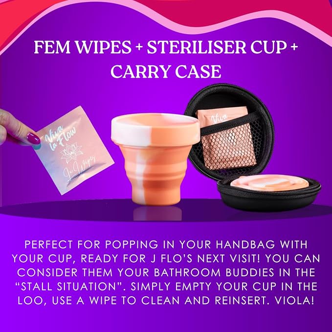 Sterilizer Kit for Menstrual Cup & Period Disc - Microwave Sterilizer - with Cute Portable Sterilizer Case & Flushable Period Wipes - Menstrual Cup Cleaner Kit for Maximum Feminine Care…