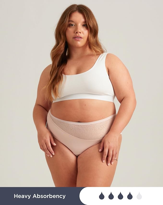saalt Lace High Waisted Period Underwear | Leakproof, Silky Soft, Recycled Fabric, Full Coverage