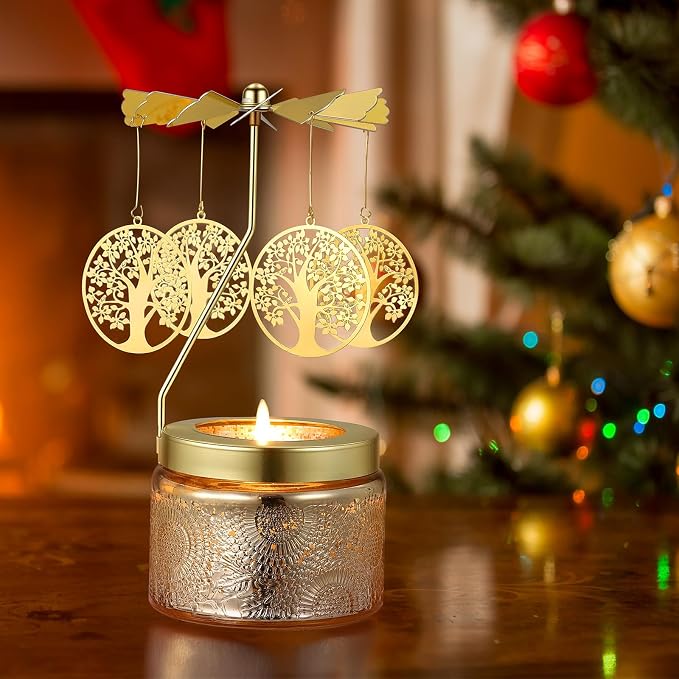 Tree of Life Rotating Candle, Gifts for Women Mom Daughter Sister Wife | Birthday Gifts for Women Friendship, Unique Scented Candle Gift for Christmas Anniversary Mothers Day