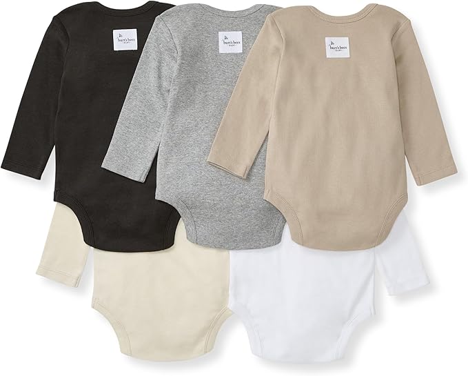 Burt's Bees Baby Bodysuits, Short Sleeve and Long Sleeve One-Pieces, 100% Organic Cotton