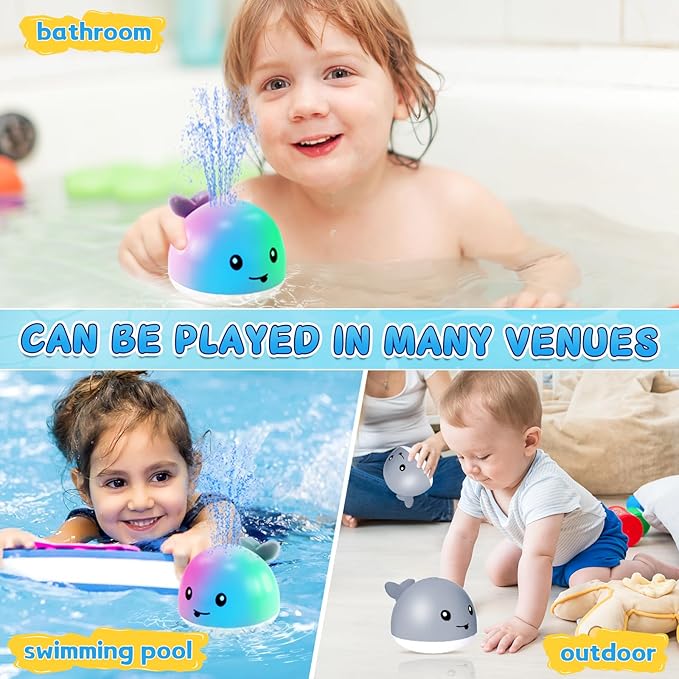 ZHENDUO Rechargeable Light Up Bath Toys, Spray Water Bathtub Toys for Toddlers & Kids, Pool & Bathroom Toy - Baby Toys