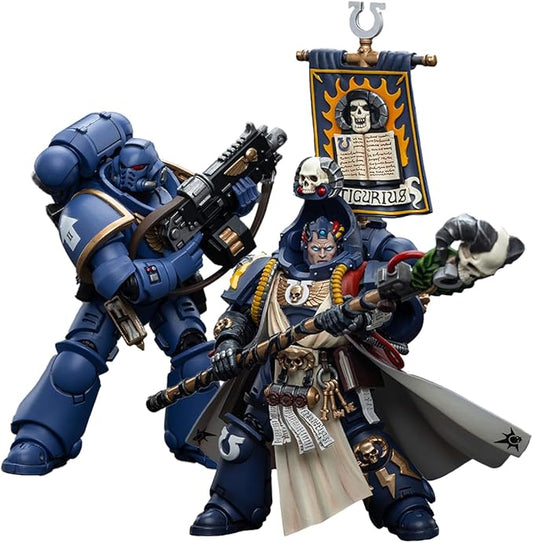 JOYTOY Action Figure 1/18 Warhammer 40,000 Ultramarines Chief Librarian Tigurius and Ultramarines Intercessors 2PCS Collection Model Birthday Gifts