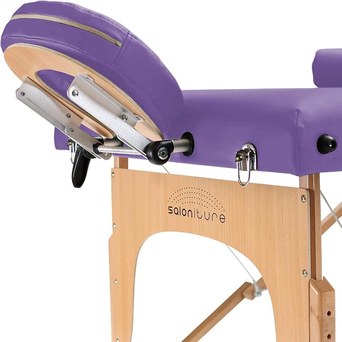 Saloniture Professional Portable Massage Table with Backrest - Lavender
