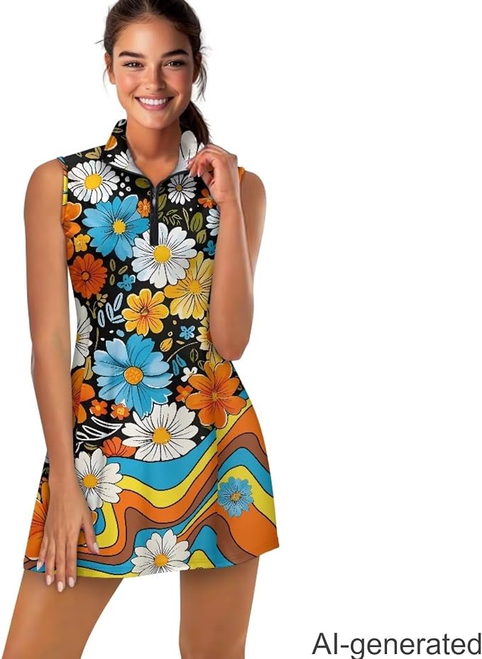Golf Dress Tennis Dresses for Women with Built in Shorts and Pockets Sleeveless Athletic Dress Workout Dress