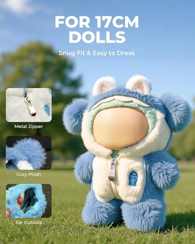 (2-Pack) 17cm Doll Clothes Set, Plush Dinosaur and Shark Outfits for 17cm Dolls, Soft and Stylish One-Piece Dress Up Doll Clothes, Adorable and Cute Clothing with Cozy Texture and Fun Design