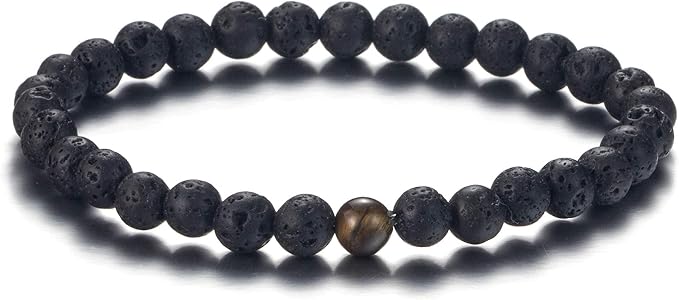 Softones 6MM Lava Rock Aromatherapy Anxiety Essential Oil Diffuser Beads Bracelet for Women Men,Friendship Couples Gifts Natural Stone Bracelets