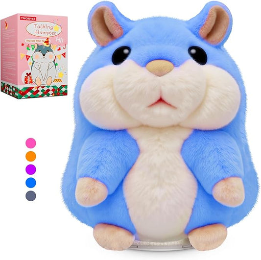 White Elephant Gifts for Adults Talking Hamster Toy Repeats What You Say,2025 New Kids Unusual Birthday Gifts Ideas,Small Top Xmas Boys Blue Stocking Stuffers Stuffed Animals Plush Toy
