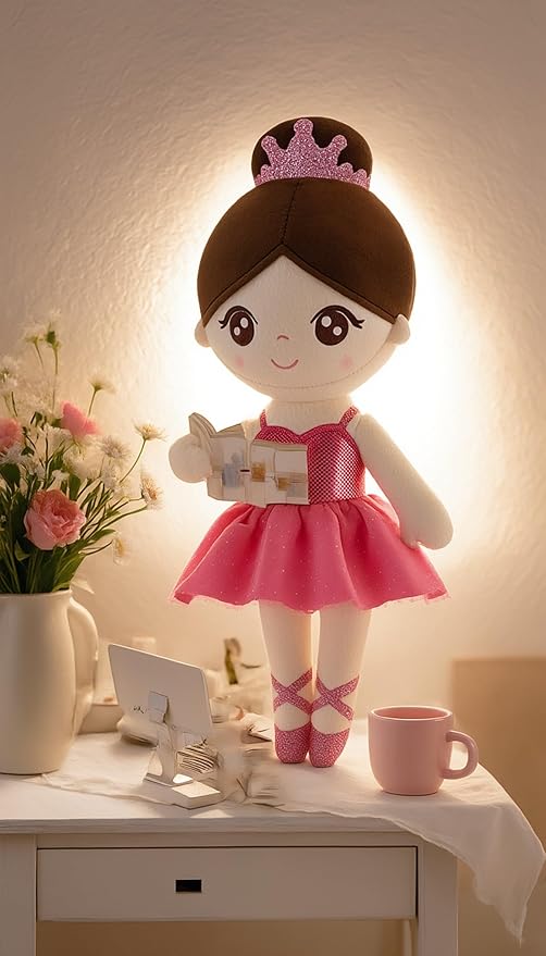 Gloveleya Ballet Toy Baby Girl Gifts Dolls Soft Plush Toy Ballet Girl Doll Rugosa Rose 14 Inches with Gift Box