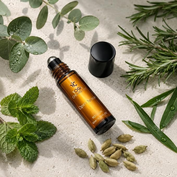 Open Space Pure Essential Oils Roll On | Openness & Release Mood Ritual | Pre-Diluted Aromatherapy Pulse Point Roll On | Rosemary, Eucalyptus & Peppermint Blend | 10 ml / 0.34 fl oz