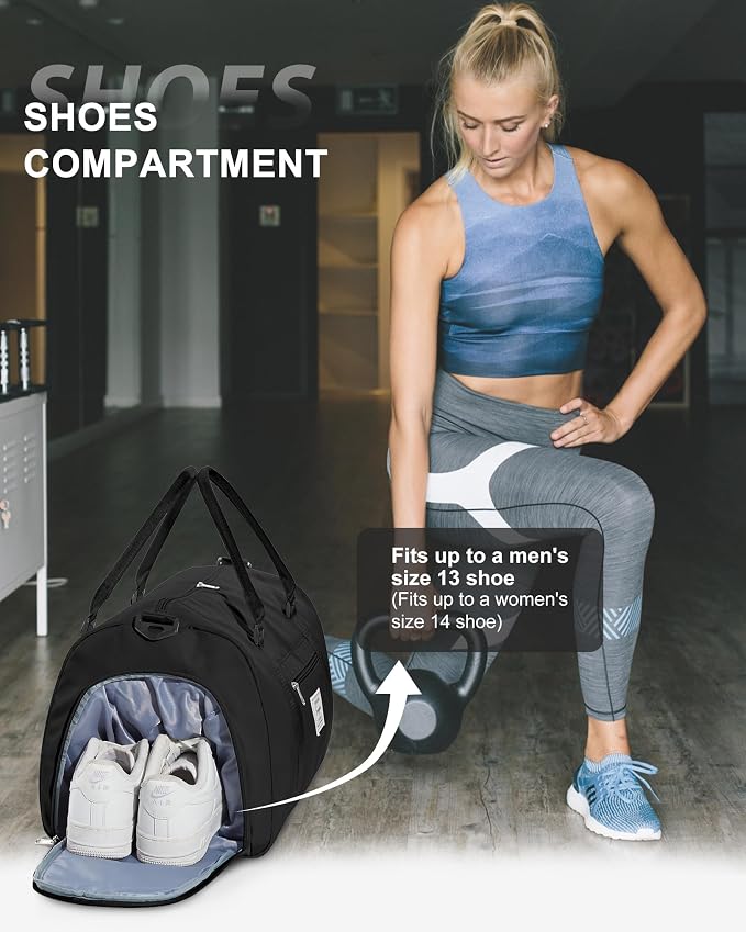 Gym Bag Womens Mens with Shoes Compartment and Wet Pocket Travel Duffel Bag for Women for Plane Sport Gym Tote Bags with Toiletry Bag Waterproof Weekend Overnight Carry on Bag Hospital Holdalls