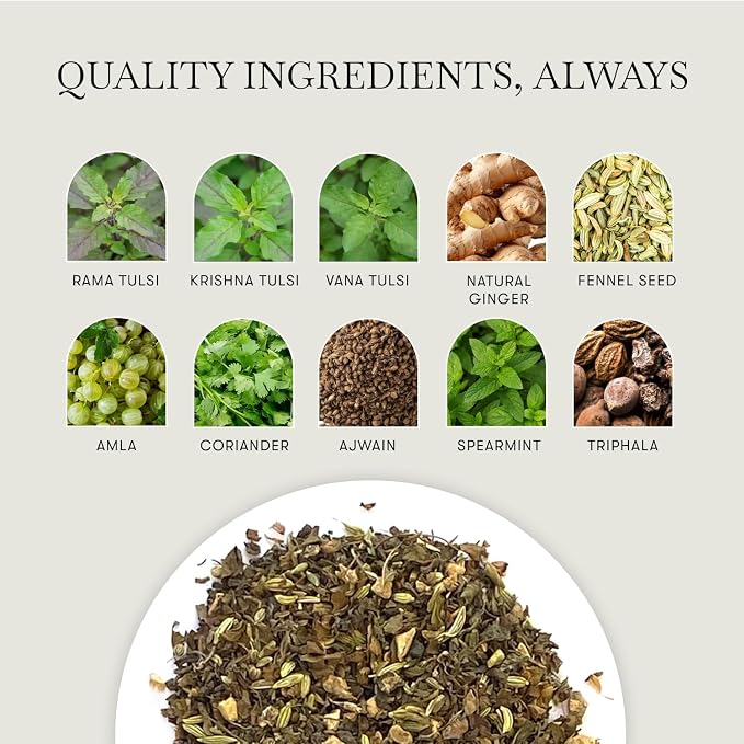 Luxmi Estates Holy Basil Tulsi Ginger Tea for Immunity | Loose Leaf 25 Cups (50g/1.76oz) | Caffeine Free | Non-GMO