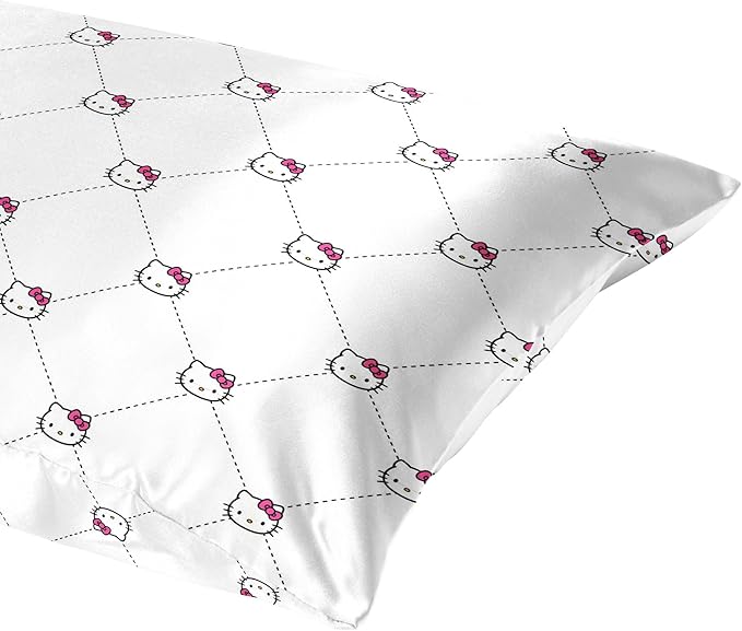 Jay Franco Satin Pillowcase - Standard Size 20x30 Inch Silky Soft Premium Pillow Cover, White - Hello Kitty
