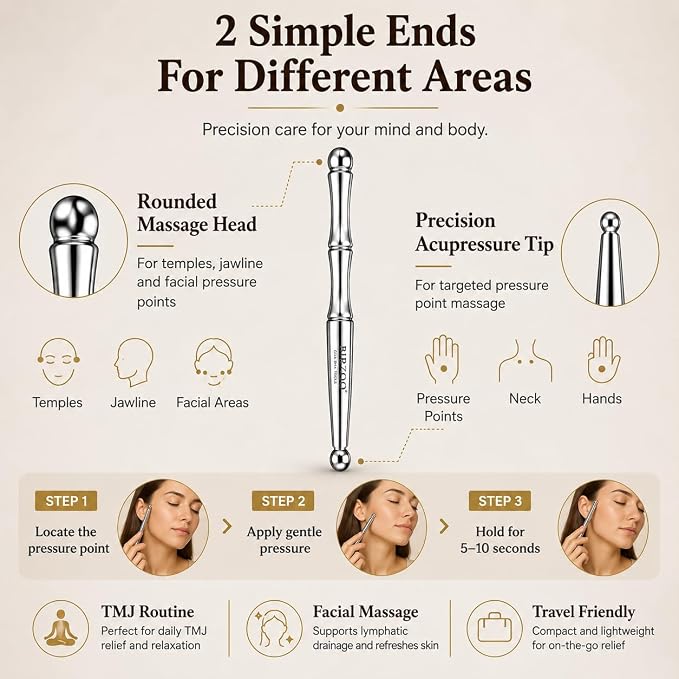 Scarab Acupressure Tool & TMJ Pen Set, TMJ Relief Products Jaw, Facial Acupressure Massage Tools for Jaw Tension Relief, Trigger Point Massage, Facial Fascia Release & Pressure Point