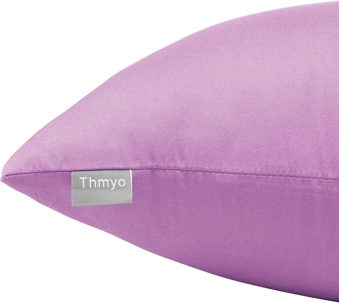 Thmyo 4-Pack 100% Cotton Comfortable Solid Decorative Throw Pillow Case, Square Cushion Cover Pillowcase Sublimation Blank Pillow Covers DIY Throw Pillowcase(18x18 inch/ 45x45cm,Pinkish Purple)