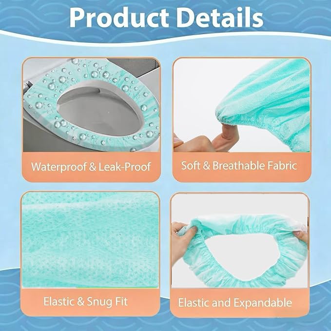 Disposable Toilet Seat Covers, 800PCS.Waterproof Non-Woven Fabric, Individually Wrapped, Portable for Travel, Hotel, Hospital, Public Toilet (Green)