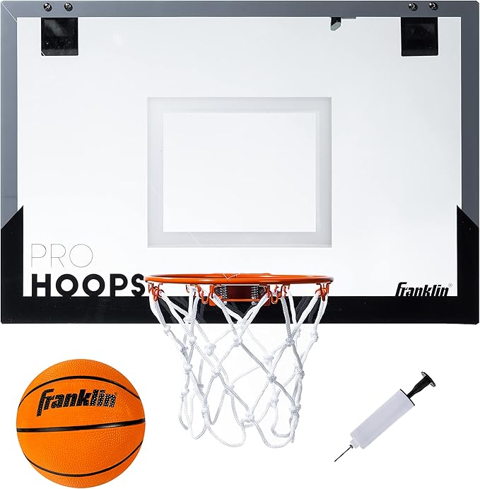 Franklin Sports Mini Basketball Hoops-Indoor Over The Door Mini Hoop+Basketball Sets-Perfect Accessory for Bedroom+Office