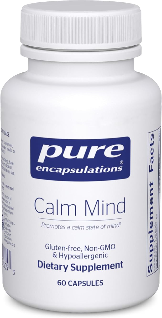 Pure Encapsulations Calm Mind - Calming Supplement - Saffron Extract & Theracurmin Supplement - Supports a Calm Mindset* - Gluten-Free, Non-GMO & Hypoallergenic - 60 Capsules (60 Servings)