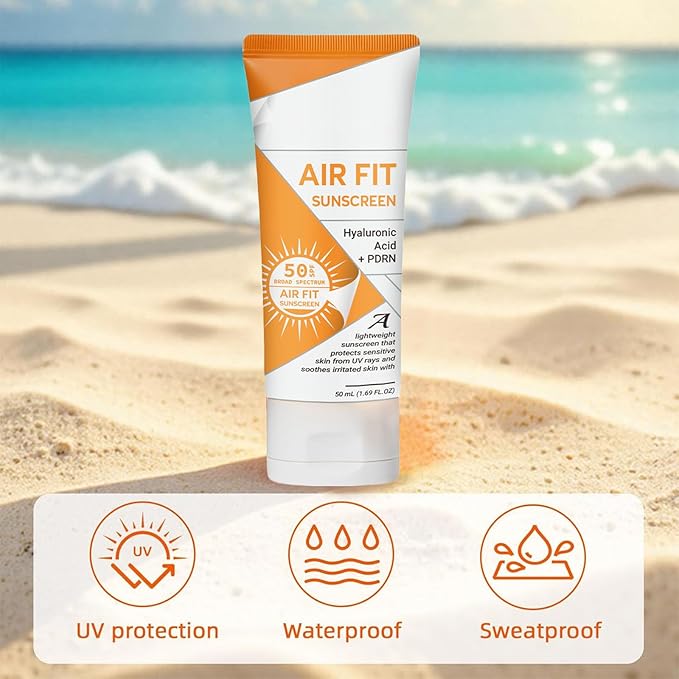 Air Fit Sunscreen Korean SPF 50 - Face & Body Sunscreen with Hyaluronic Acid, Lightweight, Non-Greasy, Moisturizing Sun Cream, Broad Spectrum UVA/UVB Protection (2)