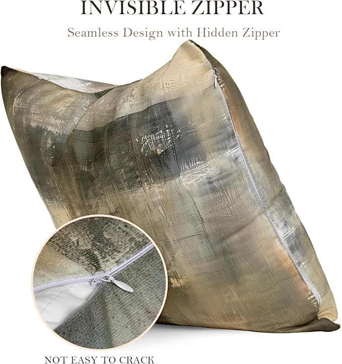 Set of 4 Abstract Throw Pillow Covers 18x18 Brown Tan Gray | Taupe Modern Abstract Art Decorative Cushion Covers, Neutral Pillow Cases for Sofa Couch Bedroom Living Room