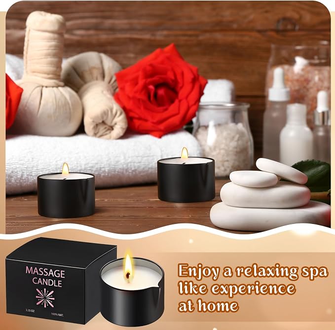 Nuanchu 2 Pcs 2.35 oz Massage Oil Candle, Ignite Low Temp Scented Body Oil Candles for Massage Therapy Soy Based Mother's Day Home Gift Spa Use, Coconut