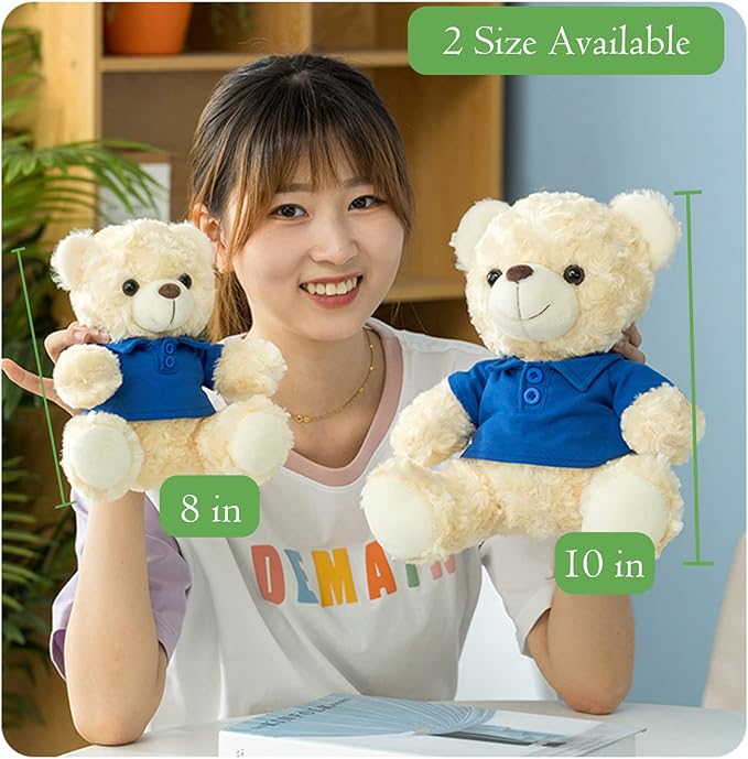 Teddy Bear Customized Gifts for Women/Men with Custom Text, Personalized Teddy Bear Stuffed with T-Shirt as Personalized Gifts for Christmas Valentines Day Birthday (10 inch-Text+Photo)