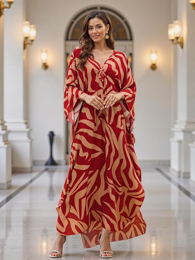 Mumu Dresses for Women Plus Size, Bohemian Kaftan Beach Cover Up Long Maxi Nightgown Soft Loungewear