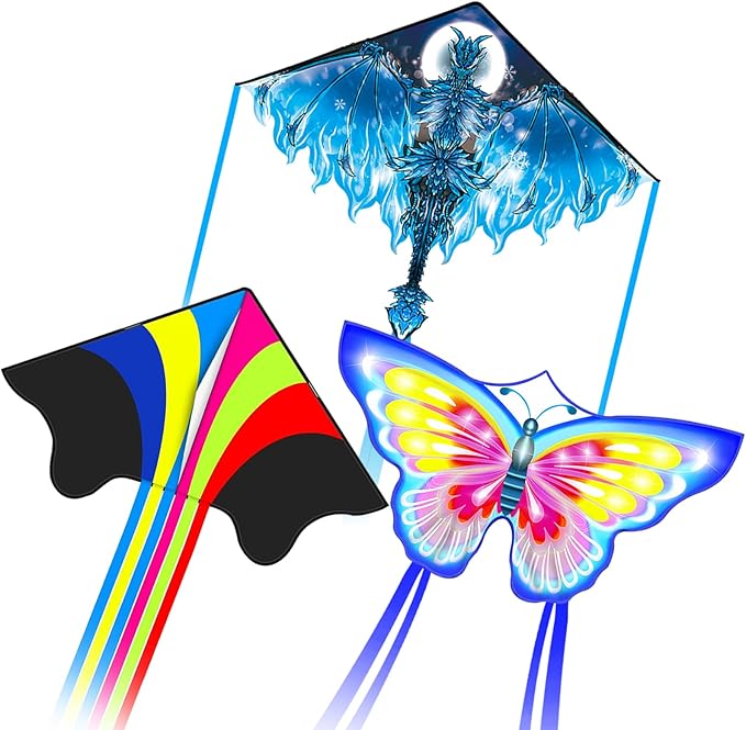 Kites for Kids & Adults, Beach Kites Set for Beginners, Easy to Fly Large Kite Pack for Boys and Girls, Kite String Included, Perfect for Outdoor Activities