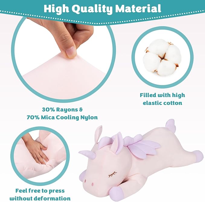 My OLi 24'' Unicorn Cooling Stuffed Animal Pillow Coolable Unicorn Plush Toys Gift for Kids Adults