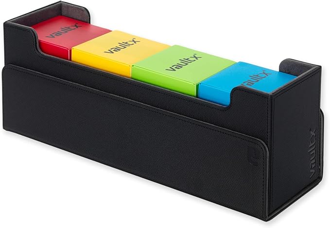 Vault X Card Storage Box, Exo-Tec Material, Detachable Magnetic Lid, with Dividers & Foam Fillers, for Trading Cards (Black)